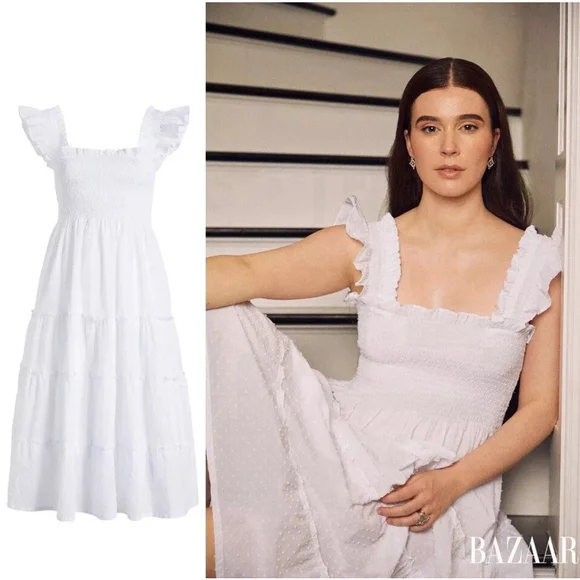 Hill House The Ellie Nap Dress Sheer White Swiss Dot M Prairie Cottage Tradwife - Picture 4 of 11